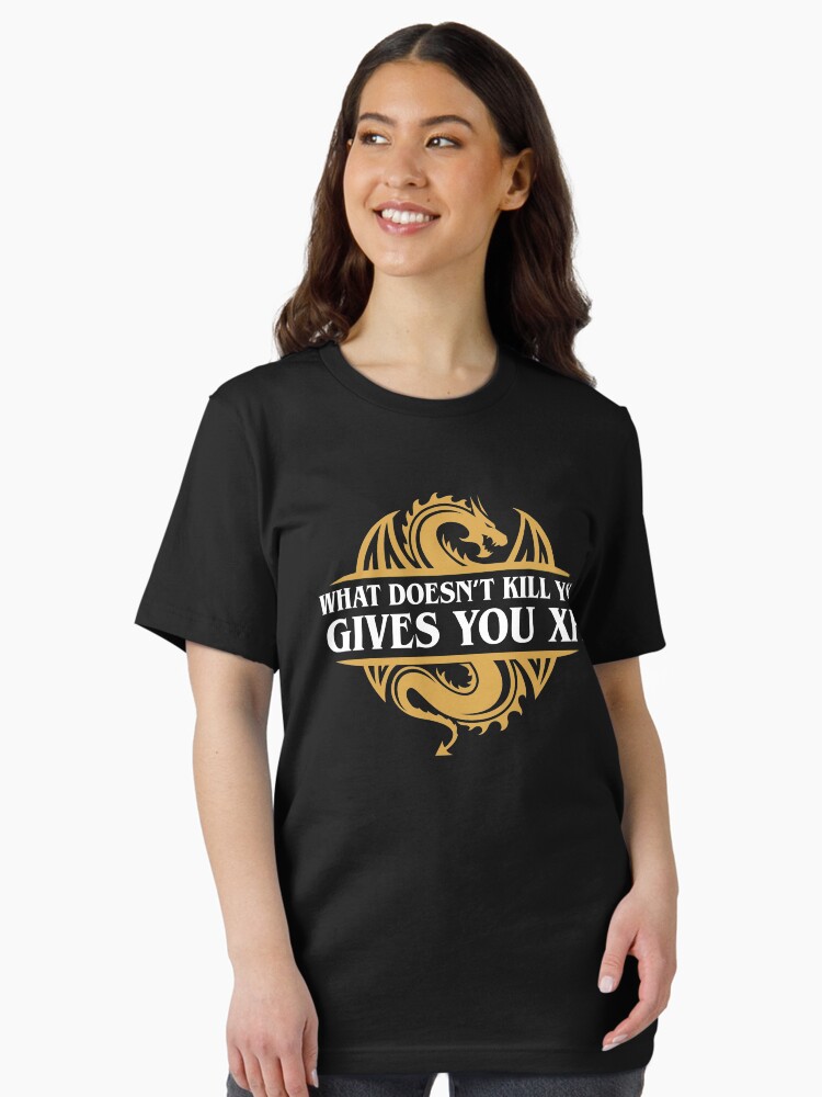 Thumbnail 2 of 7, Essential T-Shirt, What Doesn't Kill You Gives You XP RPG Gamers designed and sold by pixeptional.