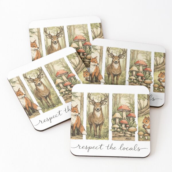 Item preview, Respect the Locals – Cozy Woodland Animals Cottagecore Nature Illustration designed and sold by ai1art.