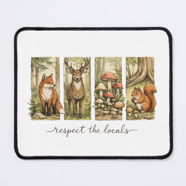 Item preview, Respect the Locals – Cozy Woodland Animals Cottagecore Nature Illustration designed and sold by ai1art.