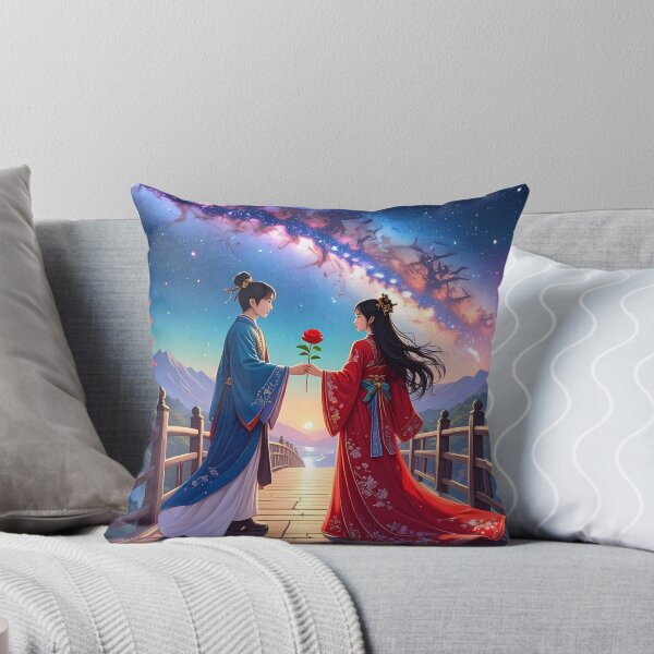 Item preview, Asian Celestial Lovers Art – Cosmic romance fantasy illustration designed and sold by Schoenenwald - Illustrations Uniques et Originales.