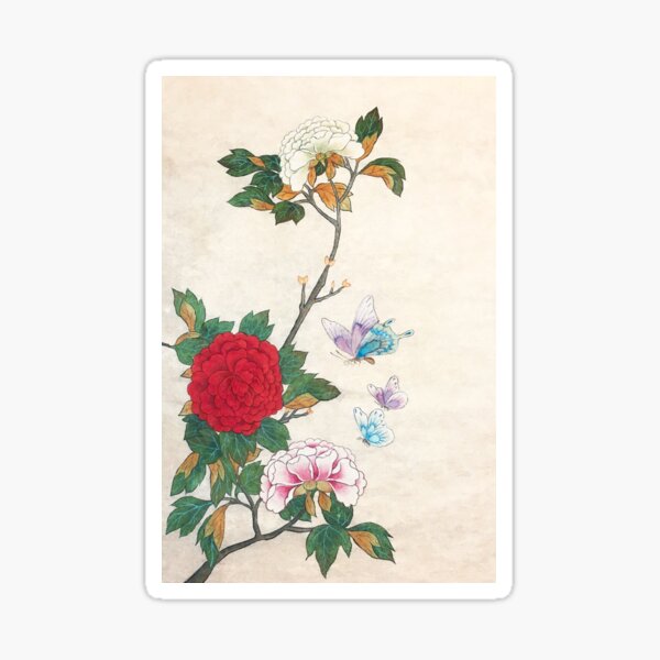 Item preview, Minhwa: Peony and Butterflies (Korean traditional/folk art)  designed and sold by QamarART Paintings.