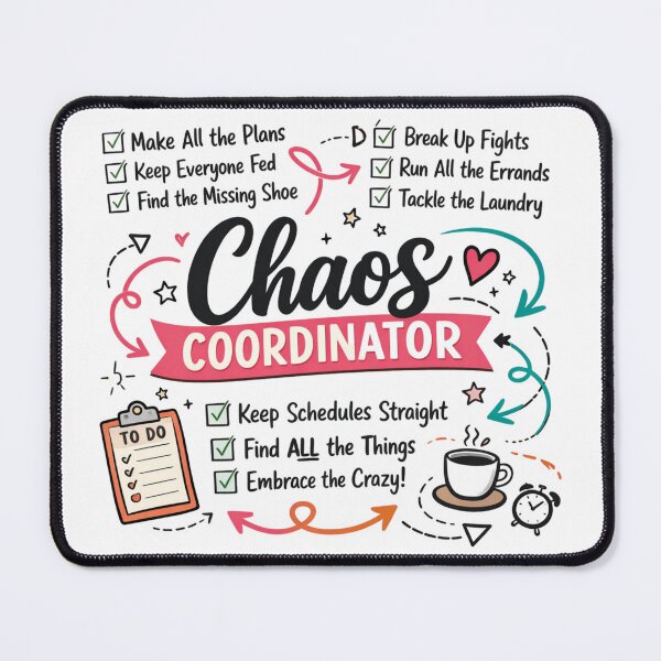 Aperçu de l'œuvre Chaos Coordinator T-Shirt – Funny Mom Life Humor Graphic Tee créée et vendue par InkForge Studio.