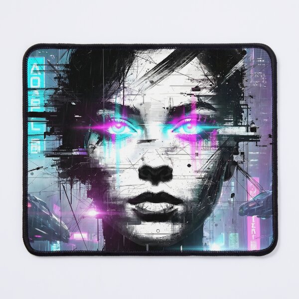 Item preview, Neon Dystopia Glitch Portrait - Cyberpunk Urban Sci-Fi Art designed and sold by MarCinu Art.