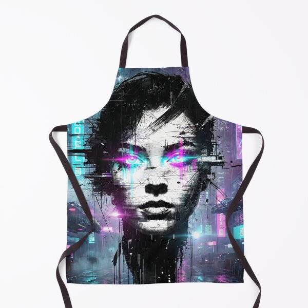 Item preview, Neon Dystopia Glitch Portrait - Cyberpunk Urban Sci-Fi Art designed and sold by MarCinu Art.