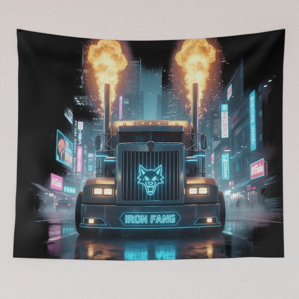 Item preview, Iron Fang Cyberpunk Wolf Truck with Flames designed and sold by BounoWorld.