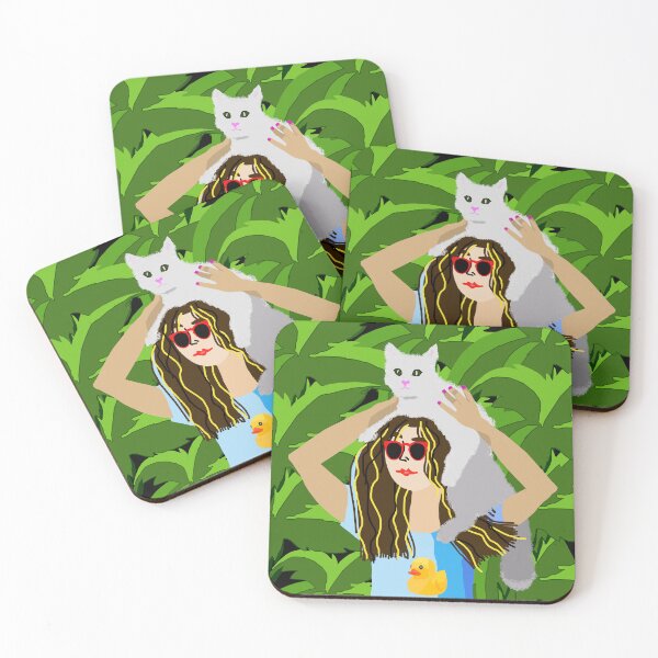 Item preview, Tropical Daydream: Cat Companion & Duckling Whimsy designed and sold by MidModMagic.