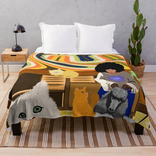 Item preview, Poodle Playtime – Vibrant Retro Pet Art, Cozy Home Scene designed and sold by MidModMagic.