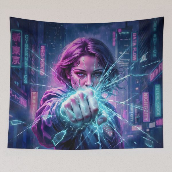 Item preview, Shattered Reality Cyberpunk Girl Neo-Tokyo Glitch Art designed and sold by MarCinu Art.