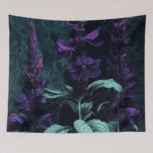 Item preview, Midnight Garden Botanical - Purple Iris Flowers on Dark Teal designed and sold by Caspereickeart.