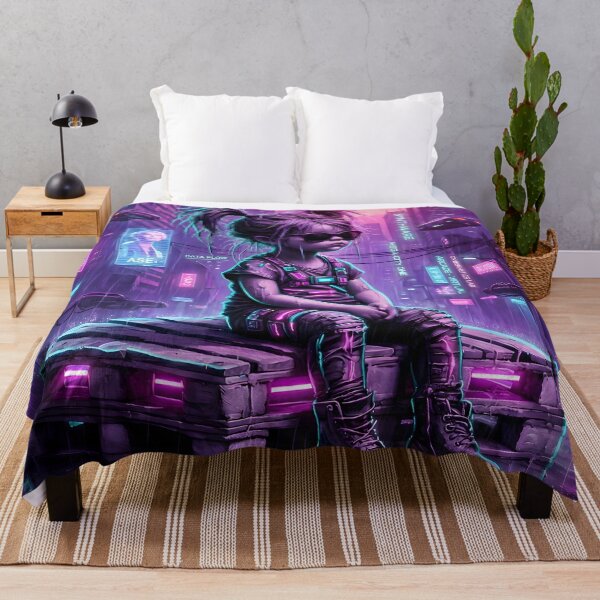 Item preview, Neon Rain Cyberpunk Rebel Kid - Dystopian City Aesthetics designed and sold by MarCinu Art.