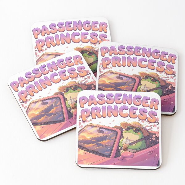 Item preview, Passenger Princess Cute Frog With Boba In Pink Car designed and sold by DigitalAnnaBanana.
