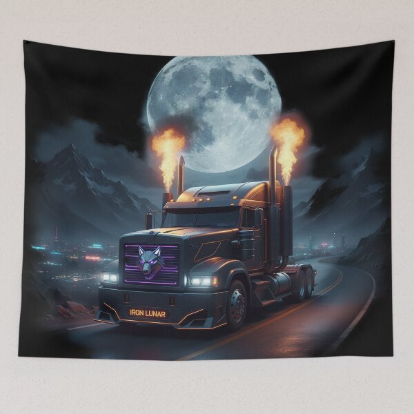 Item preview, Iron Lunar Cyberpunk Wolf Truck Moon Art designed and sold by BounoWorld.