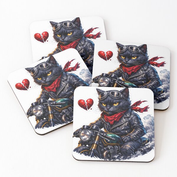 Item preview, Badass Black Cat Biker Says Cupid Can Wait – Solo Rider Rebellion Art designed and sold by ARTCREATESHOP.