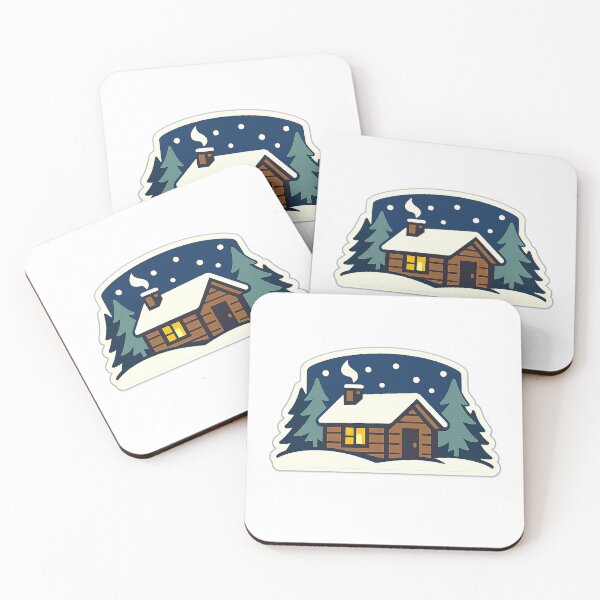 Item preview, Cozy Forest Cabin Sticker – Minimal Scandinavian Winter Design designed and sold by Fernova.