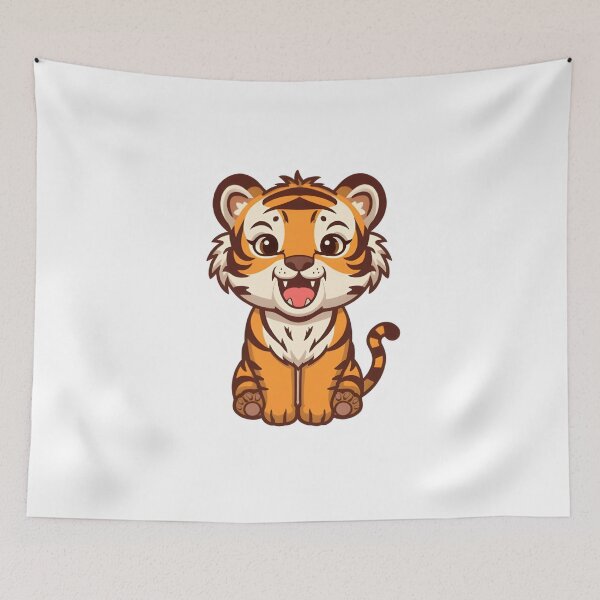 Item preview, Smiling Tiger Chibi Sticker designed and sold by Teewave-Ashish.