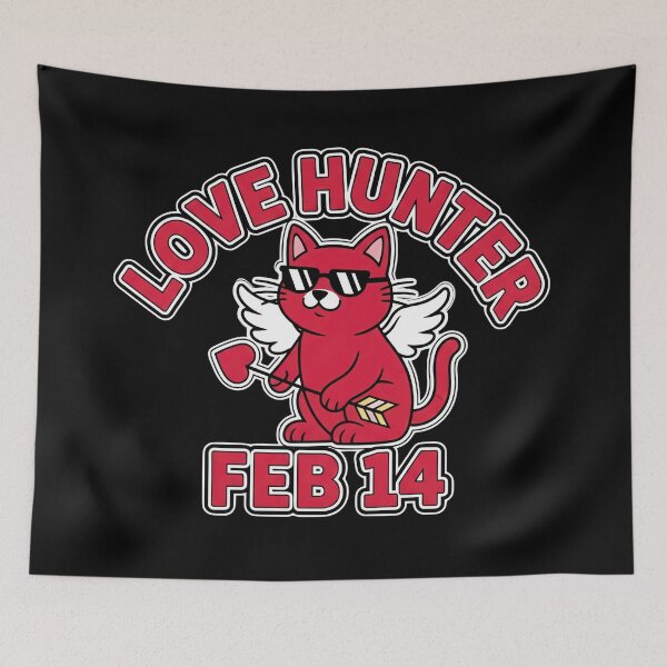 Item preview, Cool Cat Valentine Love Hunter designed and sold by MOFAPPAREL.