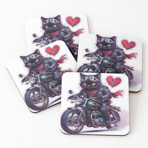 Item preview, Cupid Can Wait – Black Cat Motorcycle Rebel Anti-Valentine Sticker designed and sold by ARTCREATESHOP.