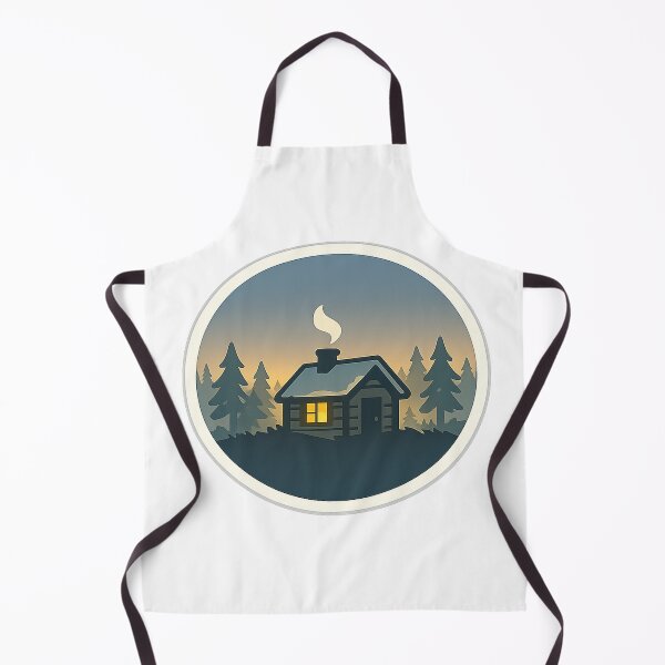 Item preview, Cozy Cabin at Dusk Sticker – Calm Scandinavian Forest Illustration designed and sold by Fernova.