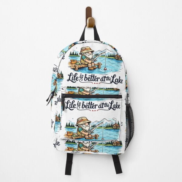 Item preview, Life Is Better at the Lake – Cozy Fishing Gnome Illustration designed and sold by Moriarty's Digital Visions.