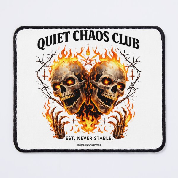 Item preview, Quiet Chaos Club Flaming Skull Design designed and sold by VivaThread.