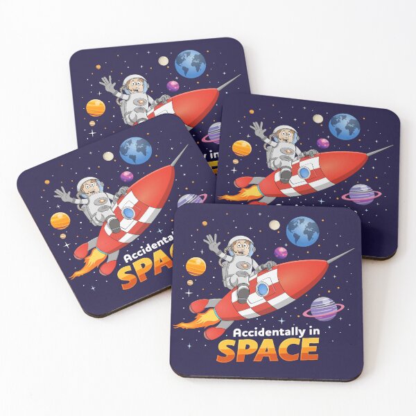 Item preview, Accidentally in Space – Funny Astronaut on Rocket Cartoon Illustration designed and sold by Stef Ringoot, cartoons and illustrations.