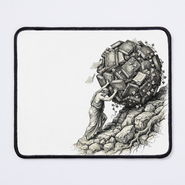 Item preview, The Academic Sisyphus: Vintage Dark Academia & Tsundoku Book Lover Illustration designed and sold by The Midnight Archive.