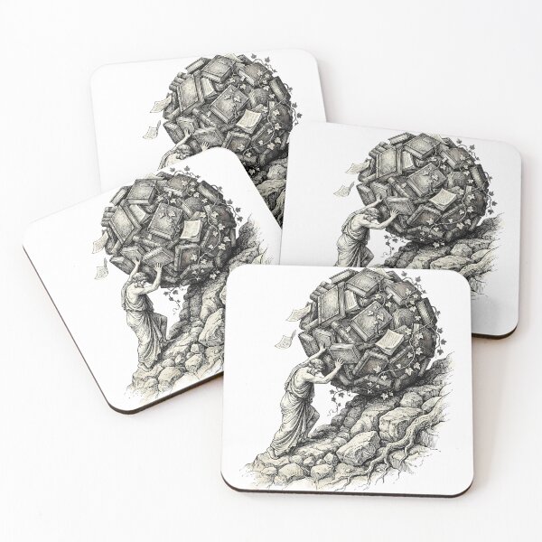 Item preview, The Academic Sisyphus: Vintage Dark Academia & Tsundoku Book Lover Illustration designed and sold by The Midnight Archive.