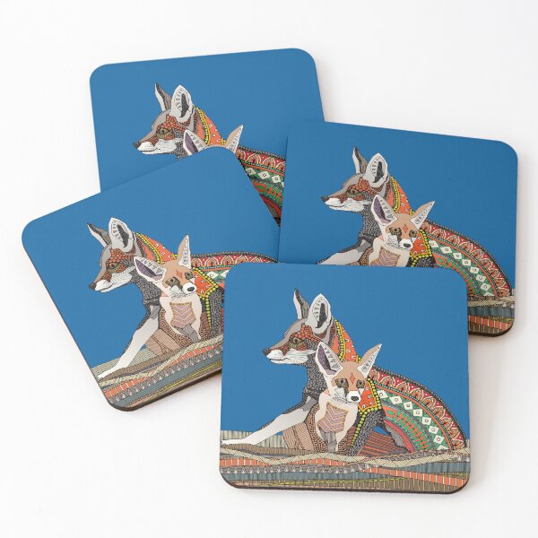 Item preview, Indian desert foxes cobalt designed and sold by scrummy.