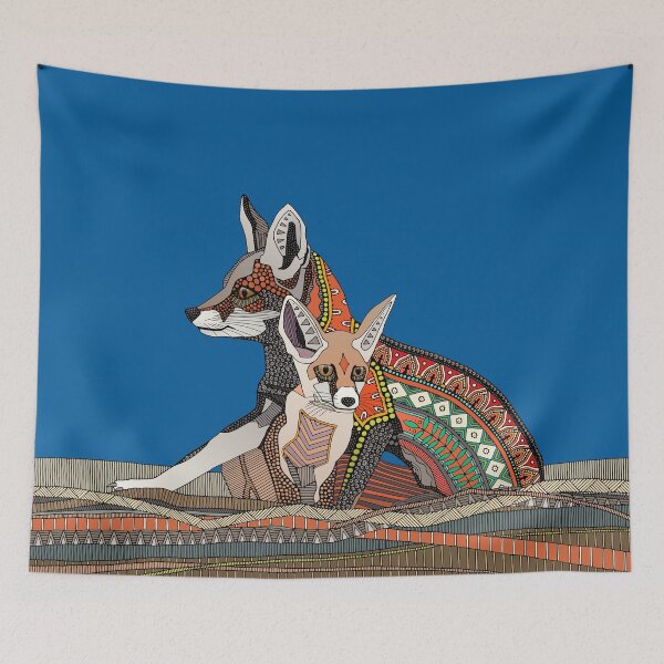 Item preview, Indian desert foxes cobalt designed and sold by scrummy.