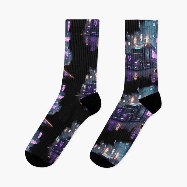 Item preview, Neon Wolf Cyberpunk Purple Night Truck designed and sold by BounoWorld.