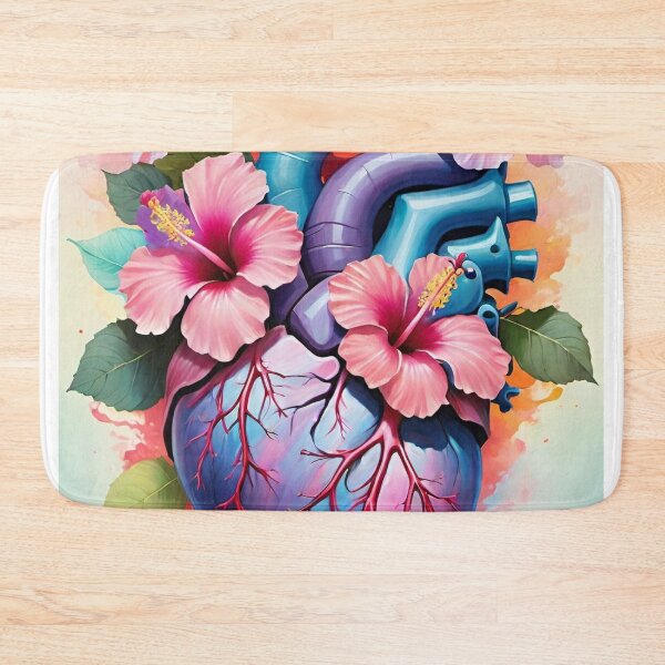 Item preview, Hibiscus Heart Floral Anatomical Heart Illustration designed and sold by Queenie Aficial.