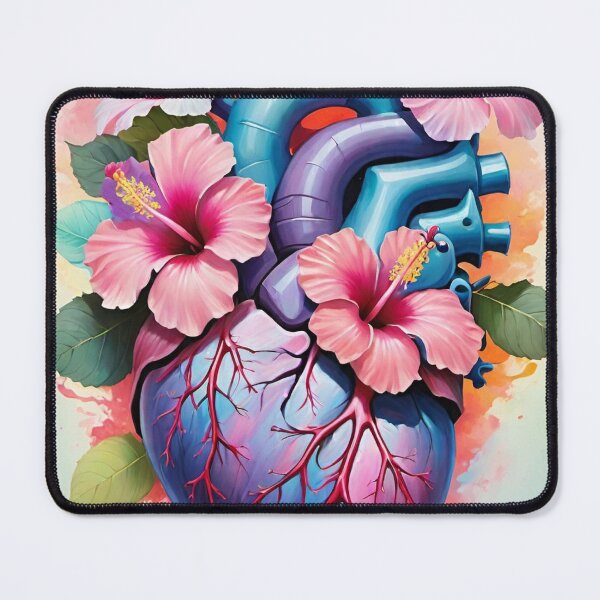 Item preview, Hibiscus Heart Floral Anatomical Heart Illustration designed and sold by Queenie Aficial.