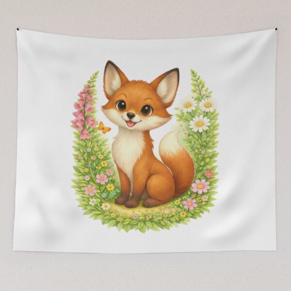 Item preview, Adorable Forest Fox in a Spring Botanical Frame designed and sold by MalgoRys.