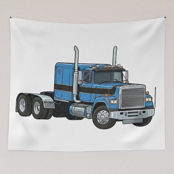 Item preview, Blue cartoon semi truck designed and sold by ReganDesigns.