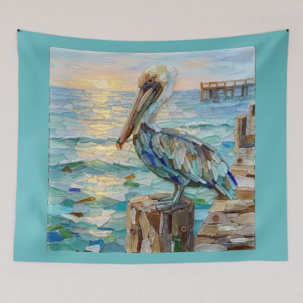 Item preview, Sea Glass Pelican Mosaic designed and sold by Tridentulus.