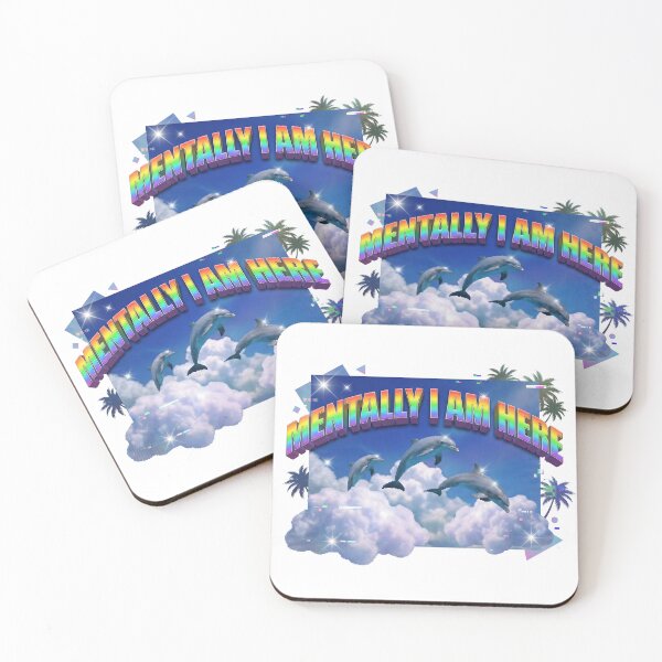Item preview, Mentally I Am Here Funny Frutiger Aero Dolphins designed and sold by DigitalAnnaBanana.