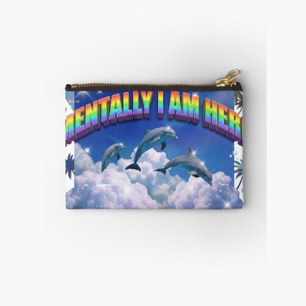 Item preview, Mentally I Am Here Funny Frutiger Aero Dolphins designed and sold by DigitalAnnaBanana.