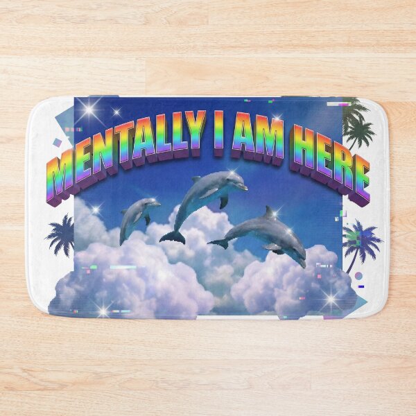 Item preview, Mentally I Am Here Funny Frutiger Aero Dolphins designed and sold by DigitalAnnaBanana.