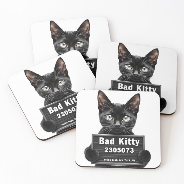 Item preview, Mischievous Bad Kitty Black Cat Mugshot designed and sold by Posiheal26.