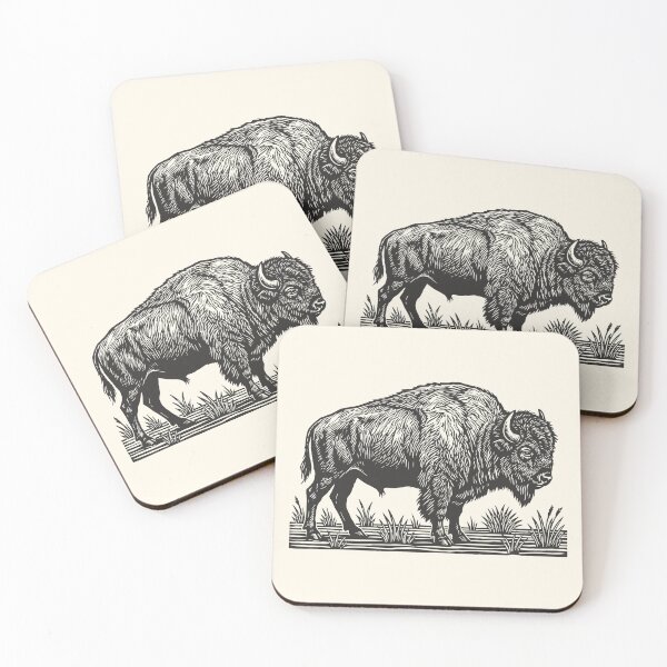 Item preview, American Bison Linocut Style Vintage Buffalo designed and sold by Y-Vibes.