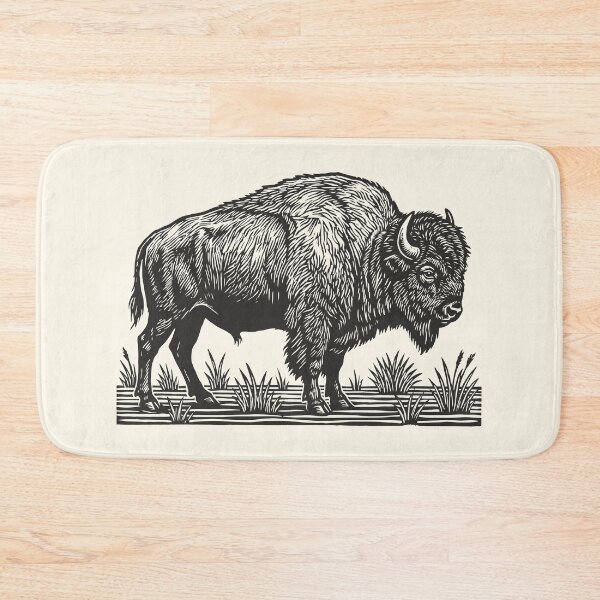 Item preview, American Bison Linocut Style Vintage Buffalo designed and sold by Y-Vibes.