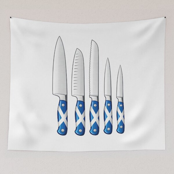 Item preview, Scottish Chef Knife Set Illustration - Blue Saltire Handle Art designed and sold by Loom on the Loch.