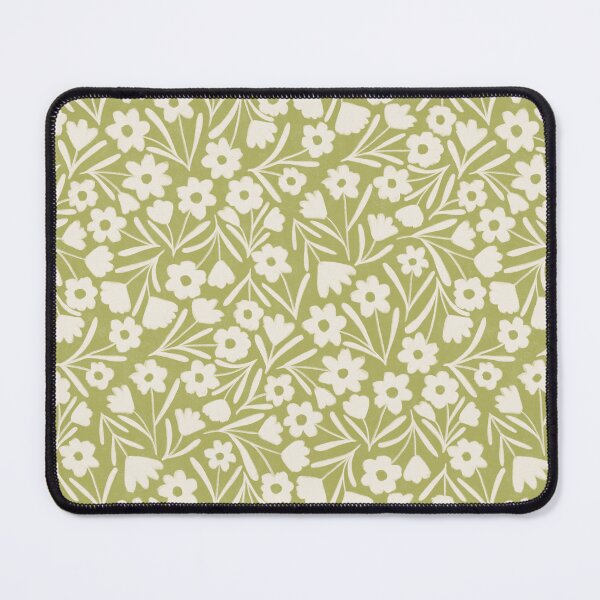Item preview, Boho Ditsy Floral - Minimalist Cream Flowers on retro avocado green designed and sold by Illustrated by Nat.