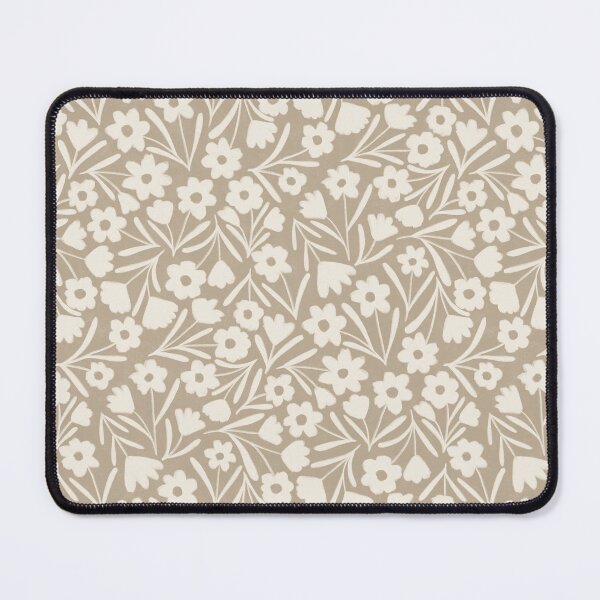 Artikelvorschau, Boho-Blumenmuster – Minimalistische cremefarbene Blüten auf gedecktem Greige entworfen und verkauft von Illustrated by Nat.