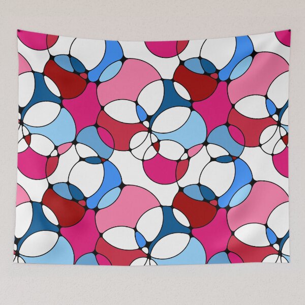 Item preview, Neurographic Joy Abstract Overlapping Shapes Red Pink Magenta Blue designed and sold by thecolorbirdie.