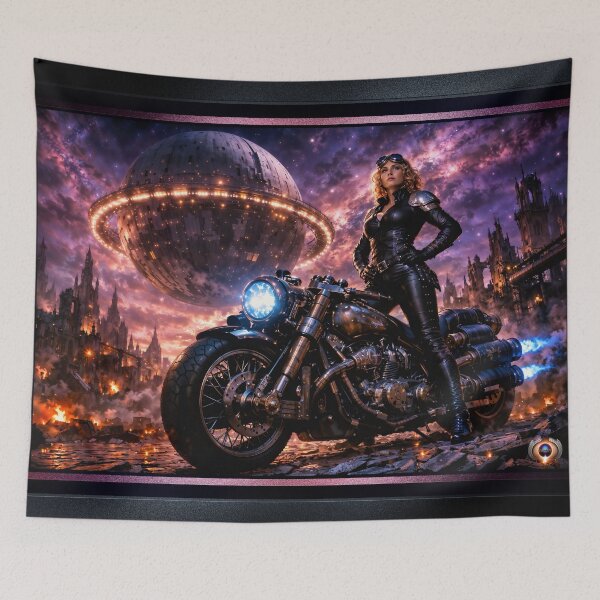 Item preview, Galactic Portrait Of Livia Rorino Amidst A Cosmic Wasteland Breath-taking AI Concept Art by Xzendor7 designed and sold by Xzendor7 Digital Art Creations.