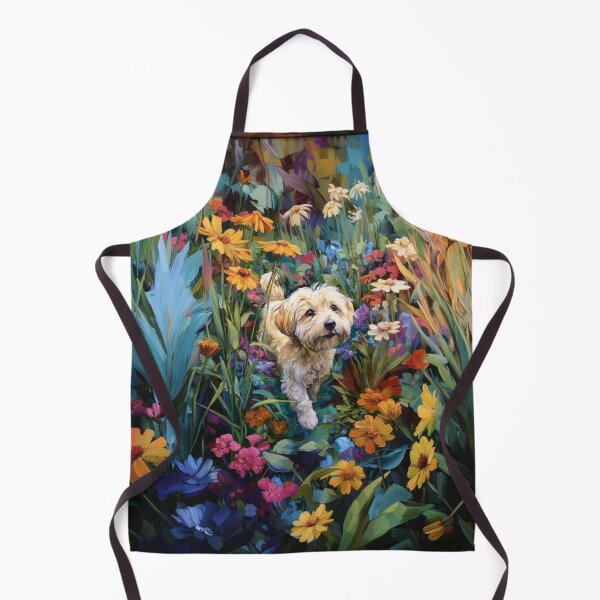 Item preview, A Havanese playing in a vibrant flower garden, Dogs in Motion designed and sold by CDC40.