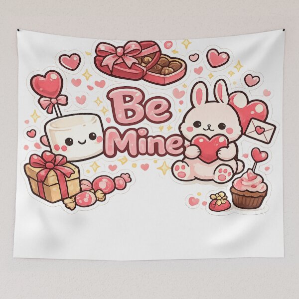 Item preview, Be Mine Cute Bunny – Valentine’s Day Kawaii Design designed and sold by EpicwaveDesigns.