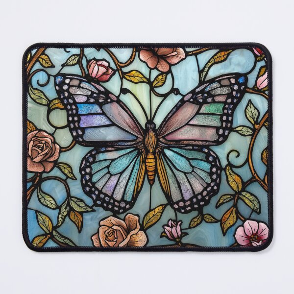Item preview, Elegant vintage pastel butterfly stain glass art designed and sold by hollycooper.
