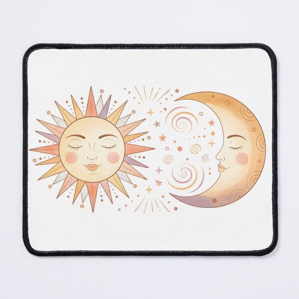 Item preview, Retro Sun with Face and Crescent Moon – Minimalist Vintage Style designed and sold by LMDIGITAL6.